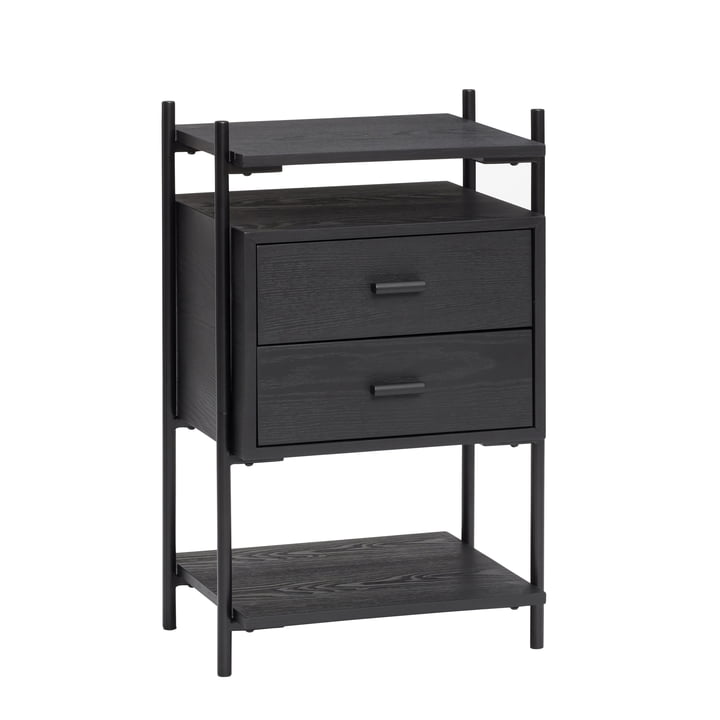 Side table with 2 drawers, black by Hübsch Interior