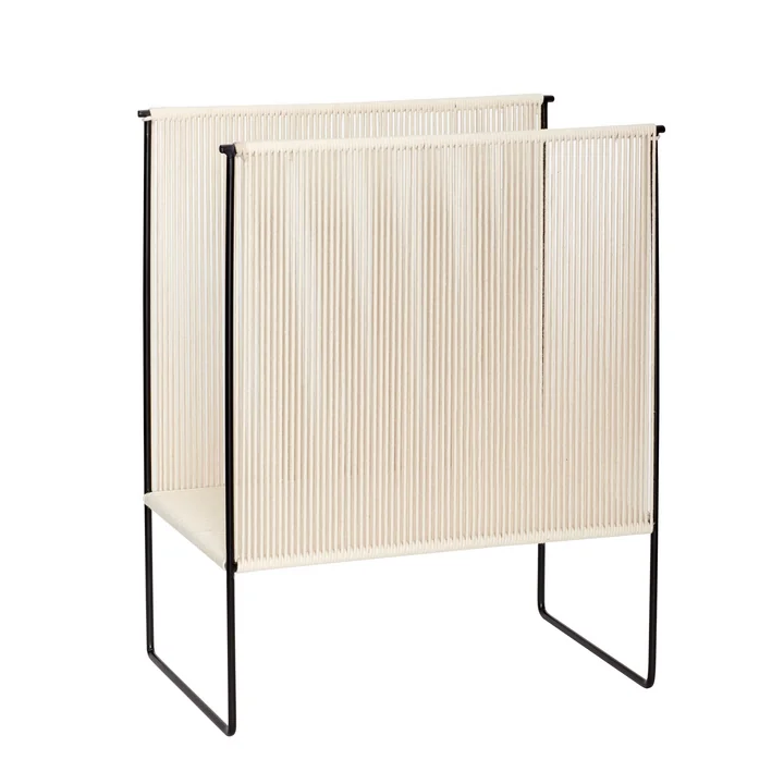 Magazine holder, natural / black, large from Hübsch Interior