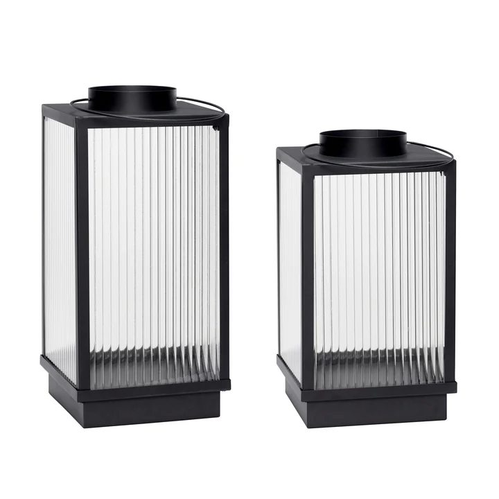 Lantern set of 2, black by hübsch Interior