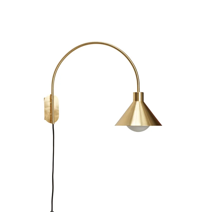 Brass wall lamp with shade from Hübsch Interior