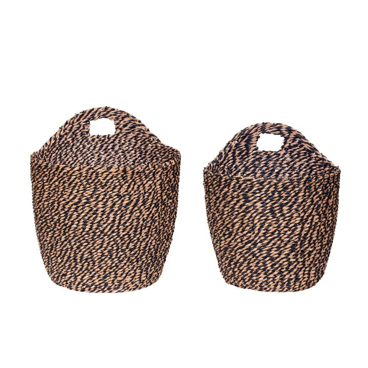 The wall basket set of 2 from Hübsch Interior in black / pink