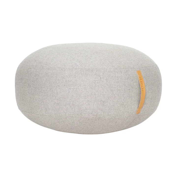 Pouf with leather handle Ø 70 cm, grey from Hübsch Interior