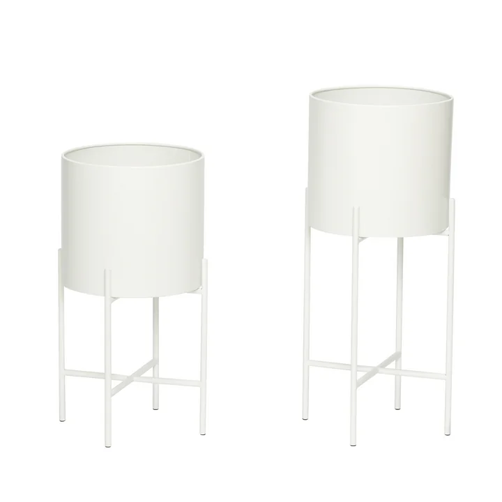 Plant pot with frame set of 2, white from Hübsch Interior