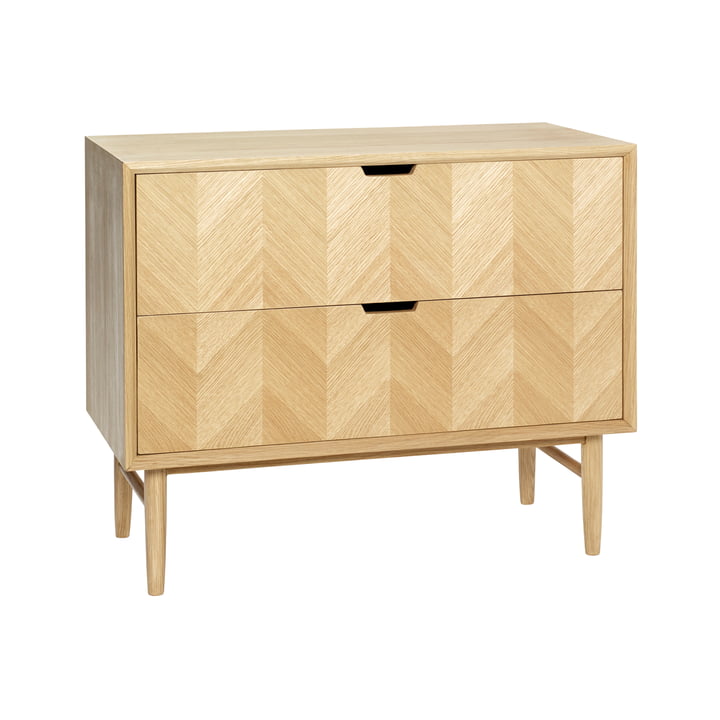 chest of drawers with herringbone look and 2 drawers, oak, natural from Hübsch Interior