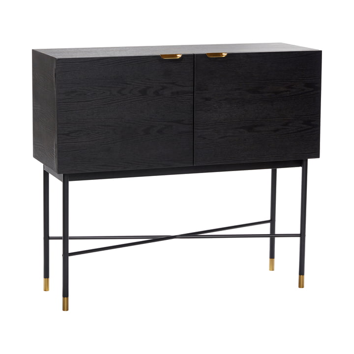 chest of drawers with 2 compartments, ash, black / brass by Hübsch Interior