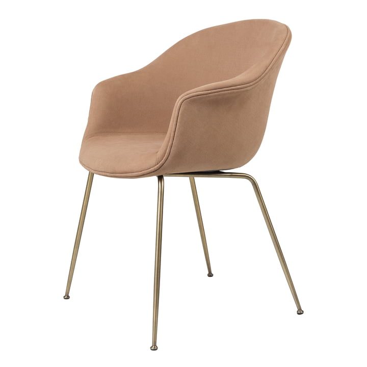 Bat Dining Chair upholstered (metal), antique brass / Chivasso, Hot Madison Reboot by Gubi