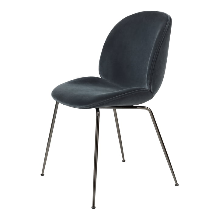 Beetle Dining Chair (upholstered), black chrome / Ritz, Nevotex (0408) by Gubi
