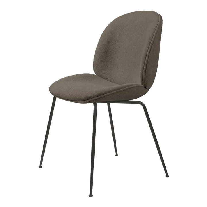 Beetle Dining Chair (upholstered), black matt / Light Bouclé (004) by Gubi