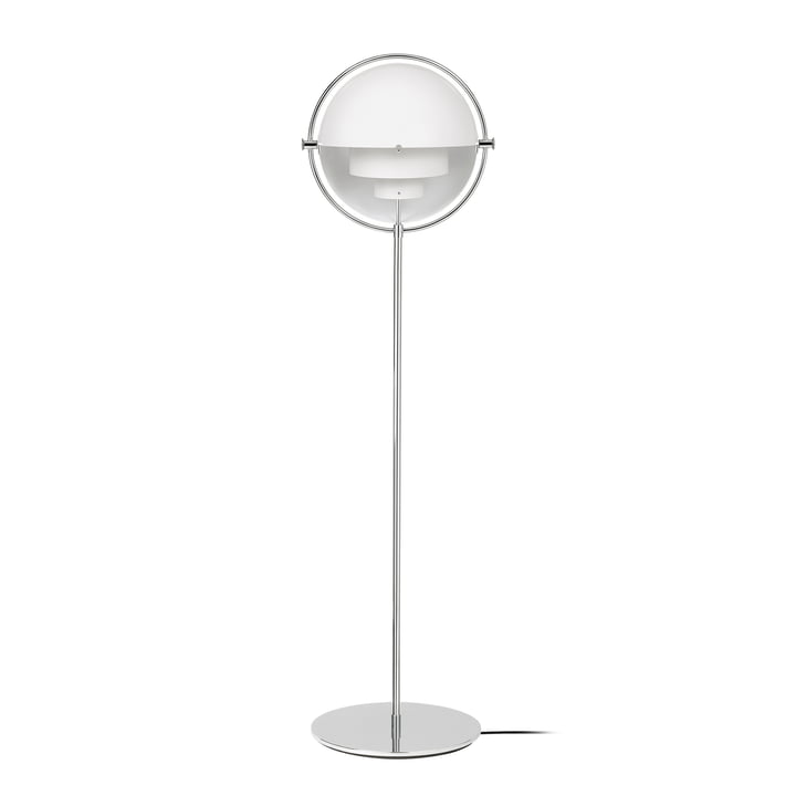 Multi-Lite Floor lamp, chrome / matt white by Gubi
