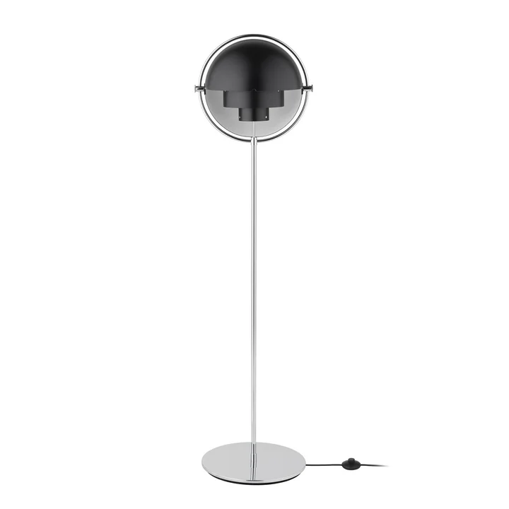 Multi-Lite Floor lamp, chrome / matt black by Gubi