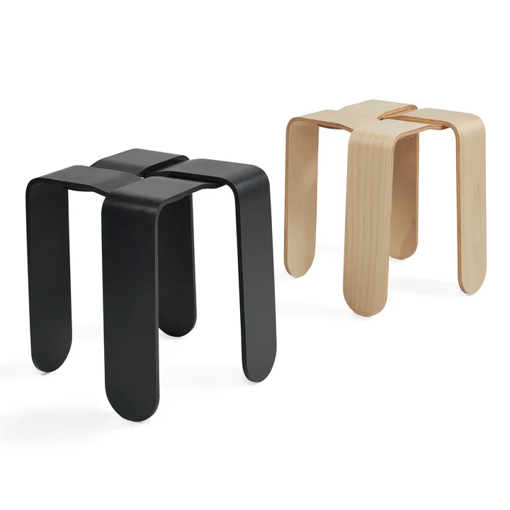 The Criss Cross stools from Frederik Roijé in natural beech and in dark grey