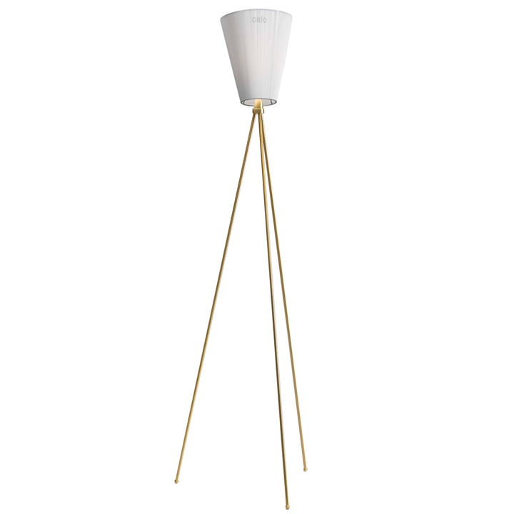 The Oslo Wood floor lamp from Northern in white / gold