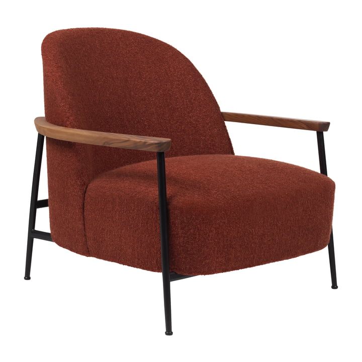 Sejour Lounge Chair with armrests, matt black / oak by Gubi
