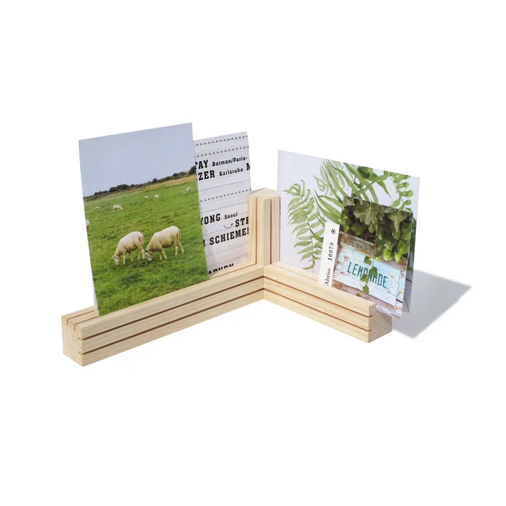 The Tri card holder from side by side organizes postcards, letters and notes