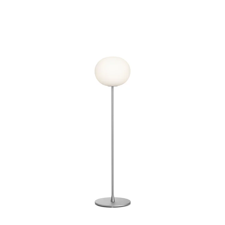 The Glo Ball F 1 floor lamp from Flos in silver matt