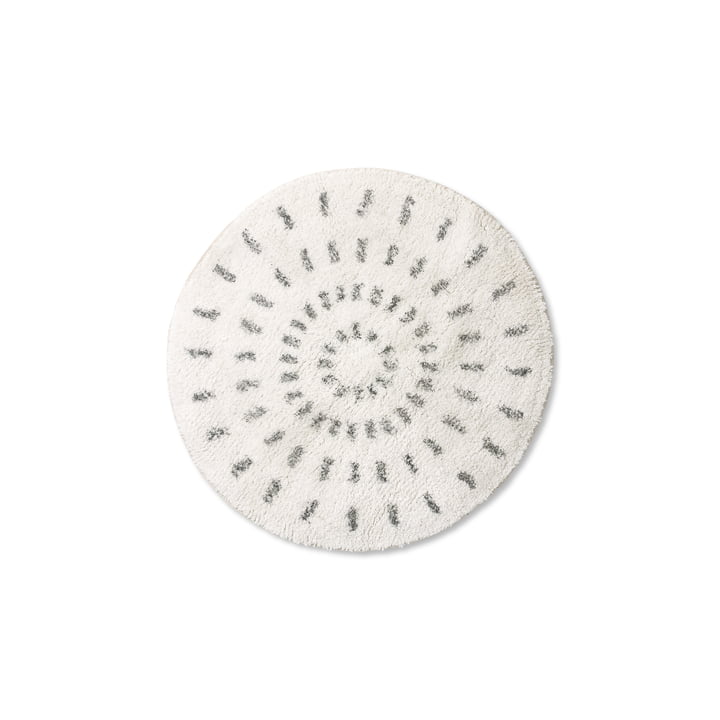 Swirl Bath mat round Ø 60 cm, white / black from HKliving