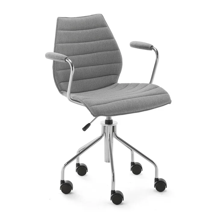 Maui Soft Office chair with armrests and castors, Noma / gray by Kartell
