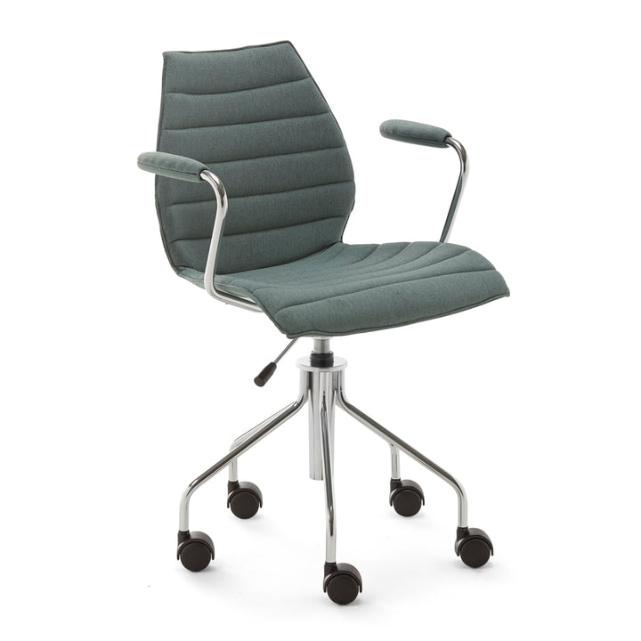 Maui Soft Office chair with armrests and castors, Noma / green by Kartell