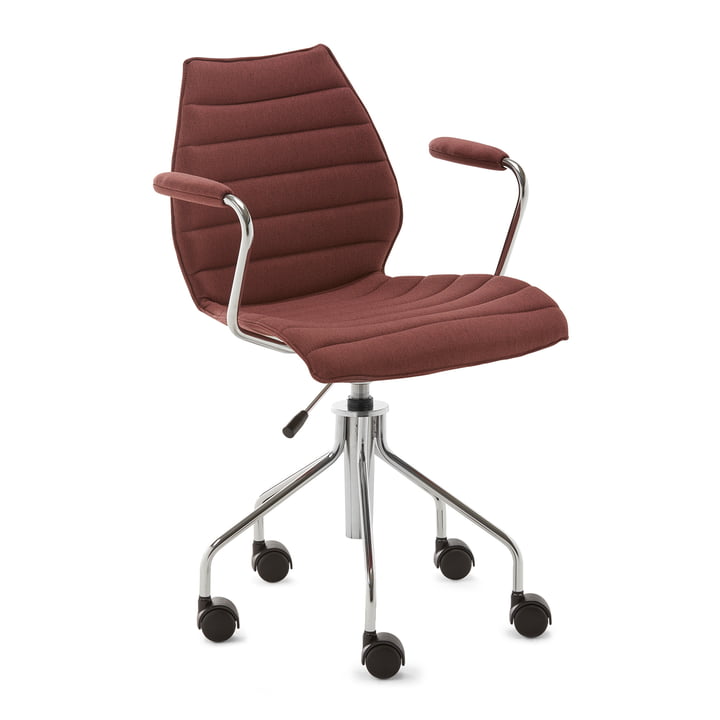 Maui Soft Office chair with armrests and castors, Noma / brick red from Kartell