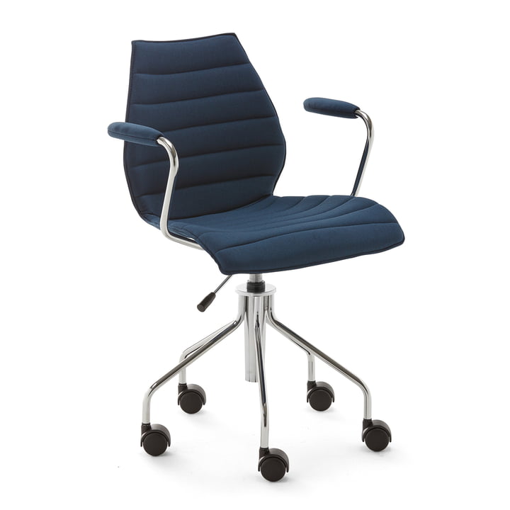 Maui Soft Office chair with armrests and castors, Noma / blue by Kartell