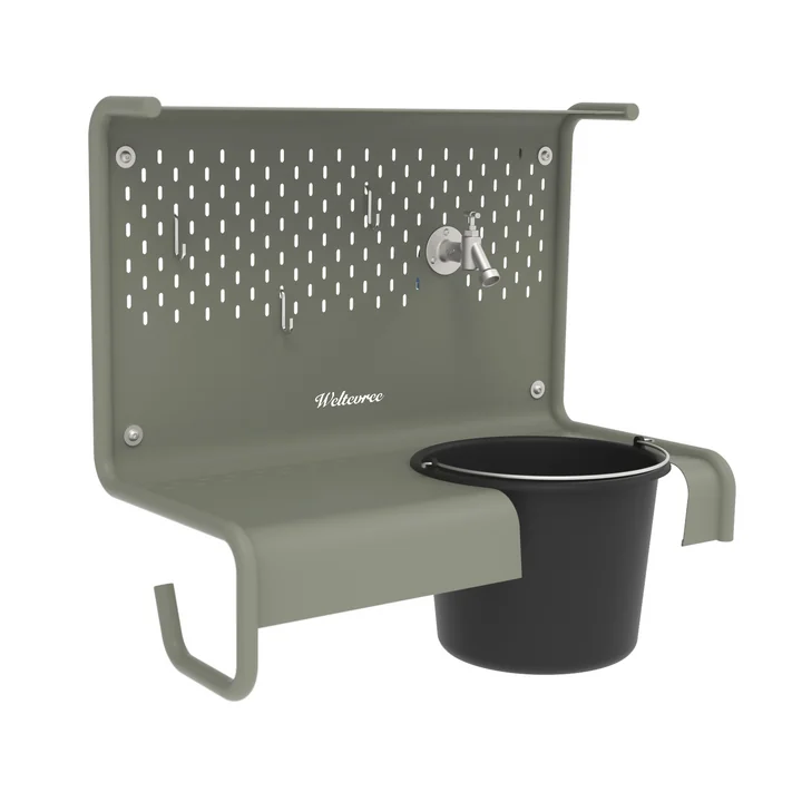 The Waterworks storage table for water tap from Weltevree in cement grey