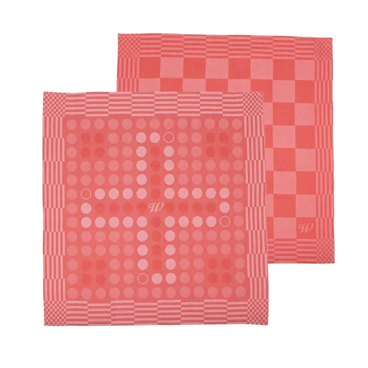 The red tea towel from Weltevree with its different sides