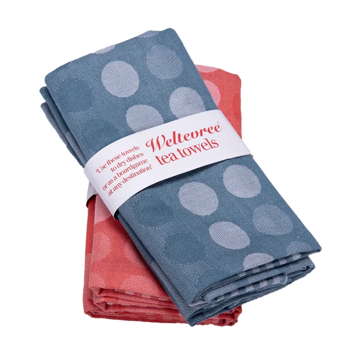 The tea towel from Weltevree in blue and red
