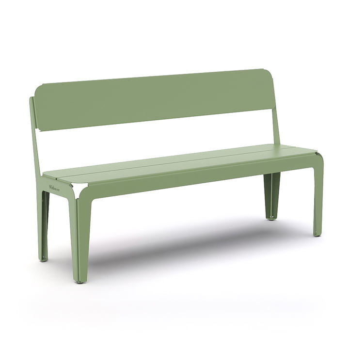 The Bended Bench bench with backrest from Weltevree , L 140 cm, pale green
