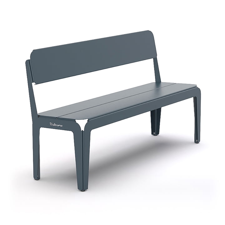 The Bended Bench bench with backrest from Weltevree , L 140 cm, grey-blue