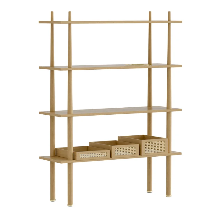 Umage - Stories floor shelf with 4 shelves, brass / oak