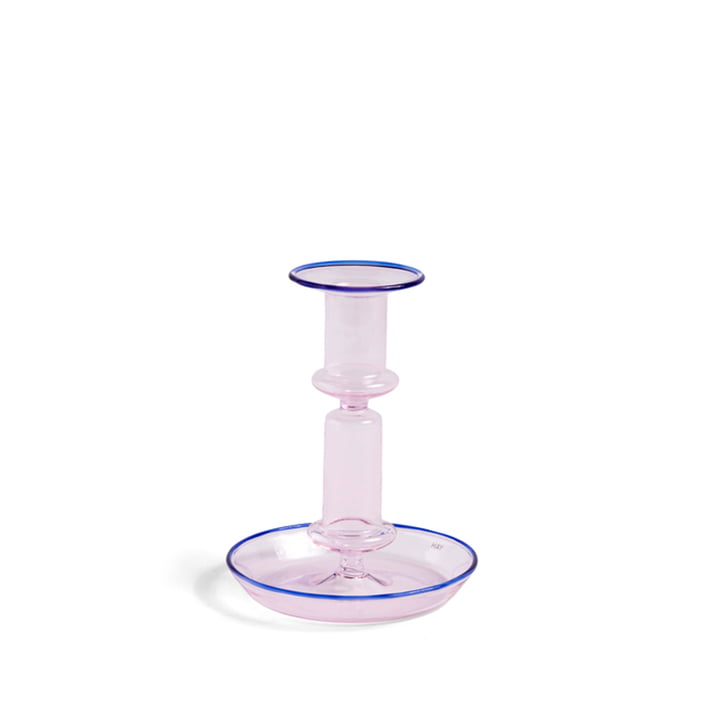 Flare Candlestick, h 14 cm, pink / blue from Hay