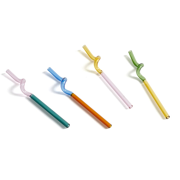 Spiral Drinking straw set (4 pcs.), 20 cm, colourful from Hay