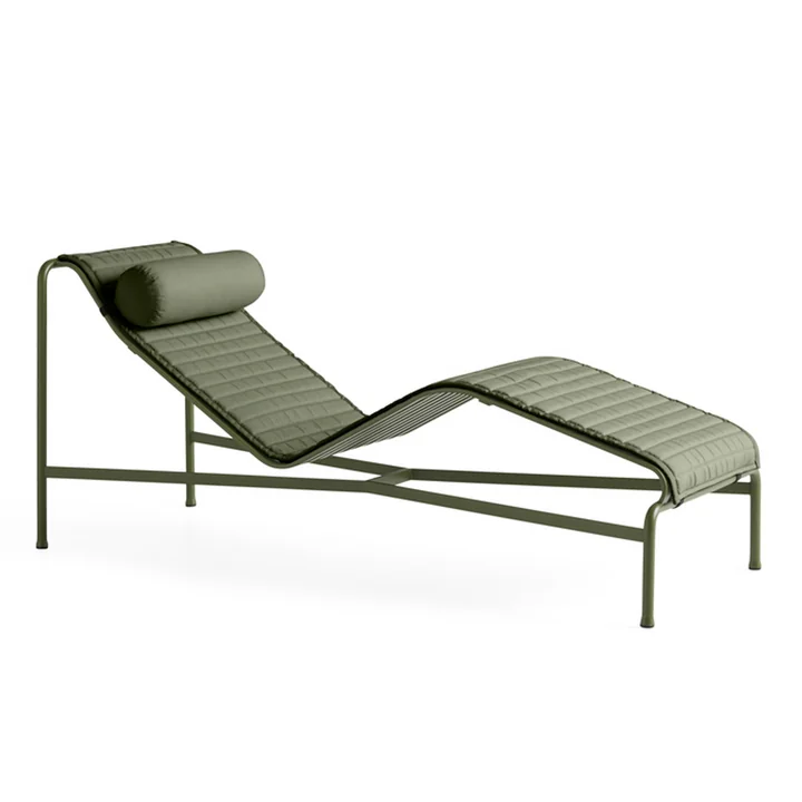 Headrest and cushion for the chaise lounge recliner in olive