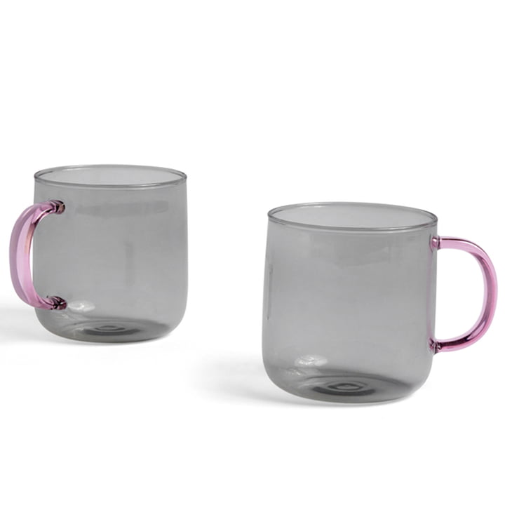Borosilicate mug, Ø 8 x H 8. 5 cm, light gray / pink (set of 2) from Hay