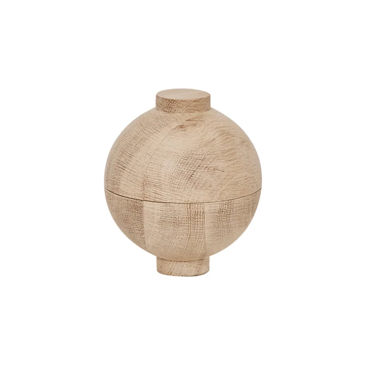 Wooden Sphere Storage Ø 12 x H 15 cm, oak from Kristina Dam Studio