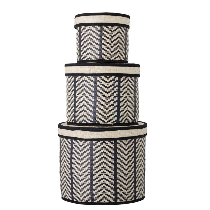 The palm leaf lay-out basket set from Bloomingville , black (set of 3)