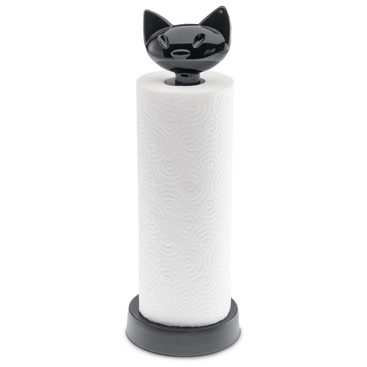 The MIAOU kitchen roll holder from Koziol in cosmos black