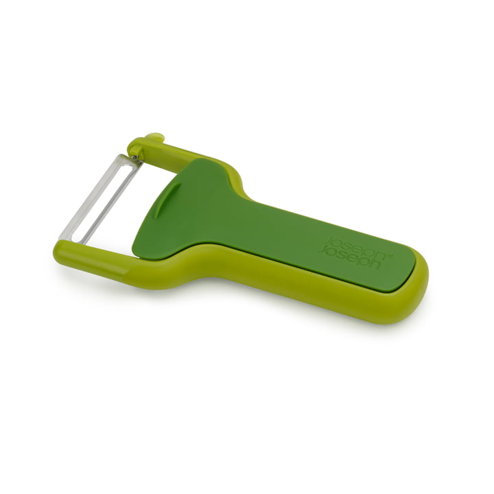 The SafeStore peeler with blade protection from Joseph Joseph straight / green