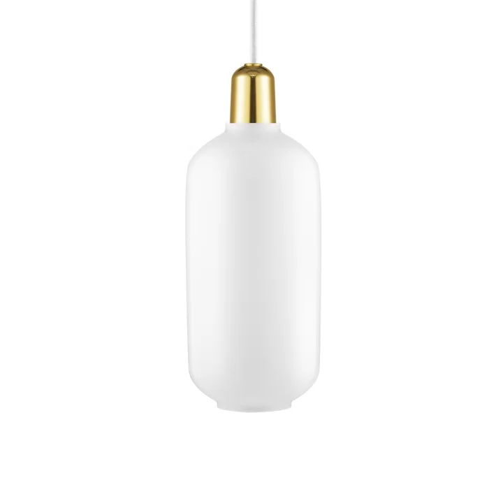 The Amp Pendant lamp from Normann Copenhagen in large, white / brass