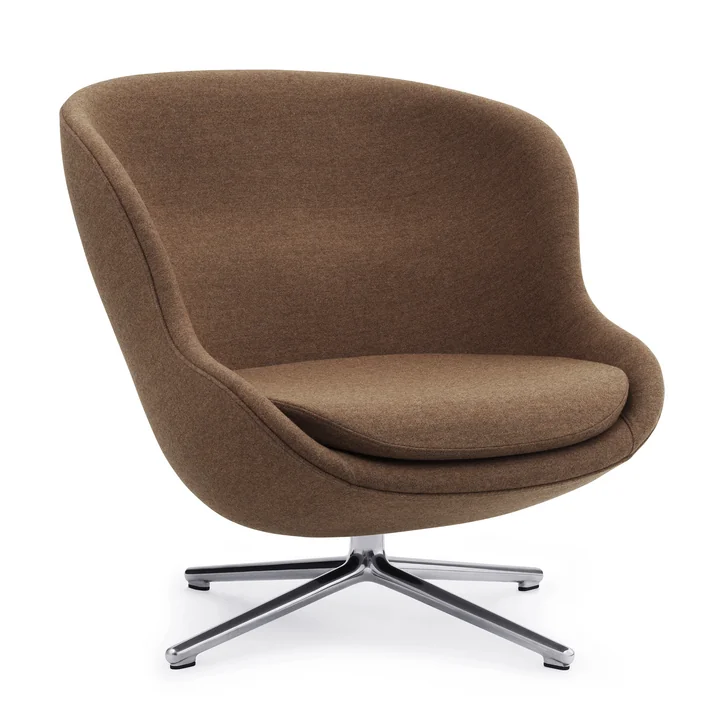 The Hyg lounge chair with swivel base from Normann Copenhagen , aluminum / Synergy