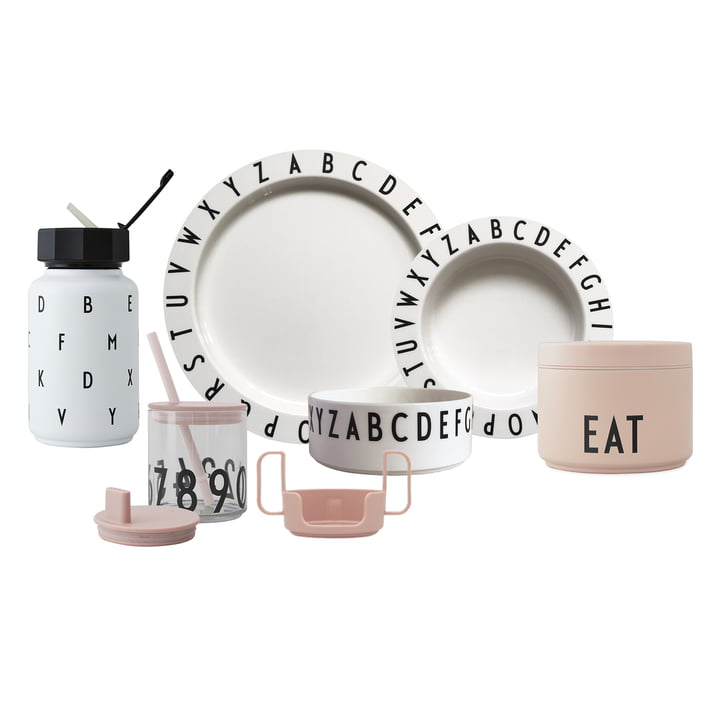 The Eat & Learn Kids tableware Starter Set premium from Design Letters in nude / white