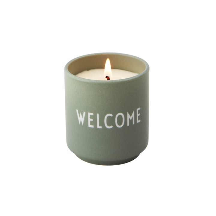 The scented candle small from Design Letters , Welcome / light green