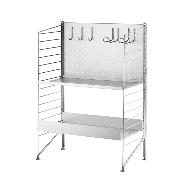 Outdoor -shelf with hooks for hanging up