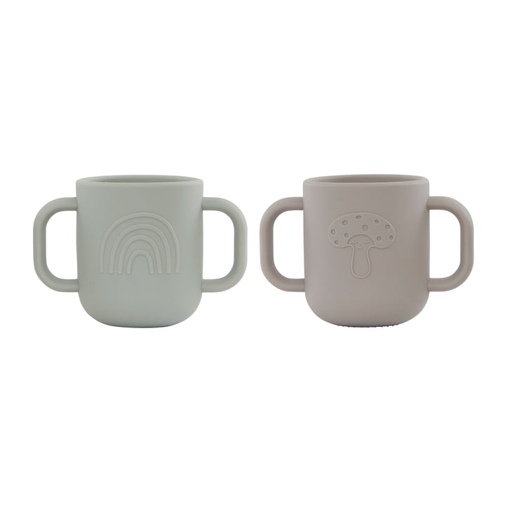 The Kappu children's mug with handle from OYOY , clay / pale mint (set of 2)