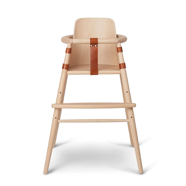 The chair back for ND54 children's high chair from Carl Hansen , beech matt lacquered / cognac
