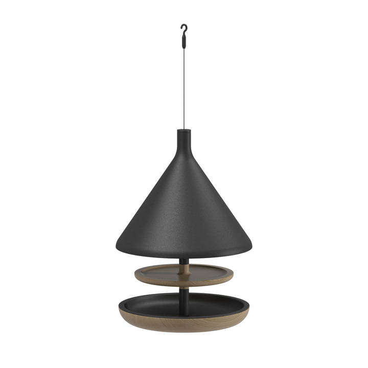 The Deco bird feeder hanging from Gloster , teak / meteor