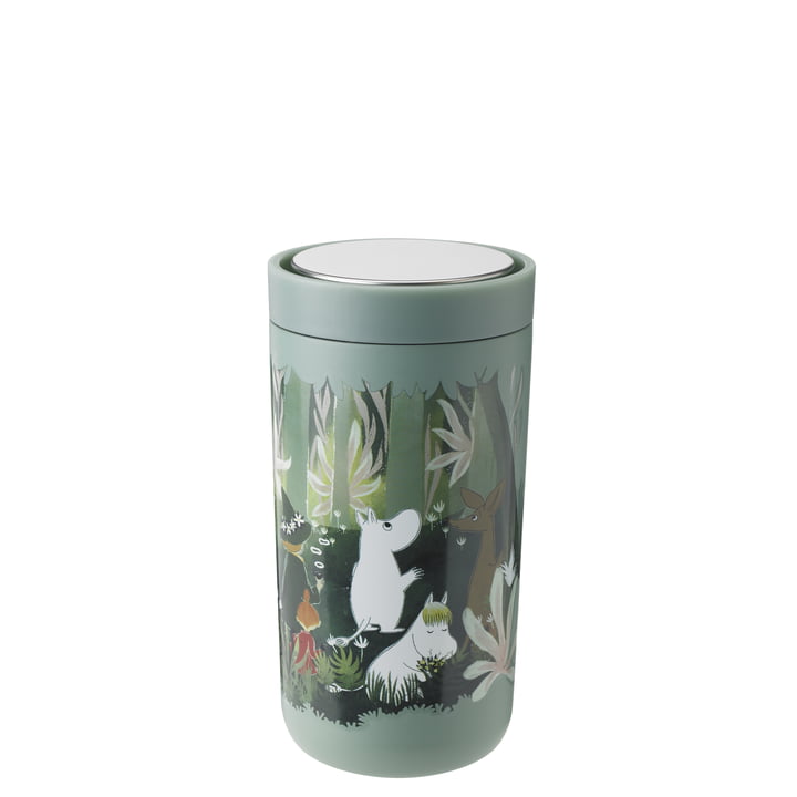 The To Go Click Moomin mug from Stelton , 0,2 l, double-walled, soft dusty green