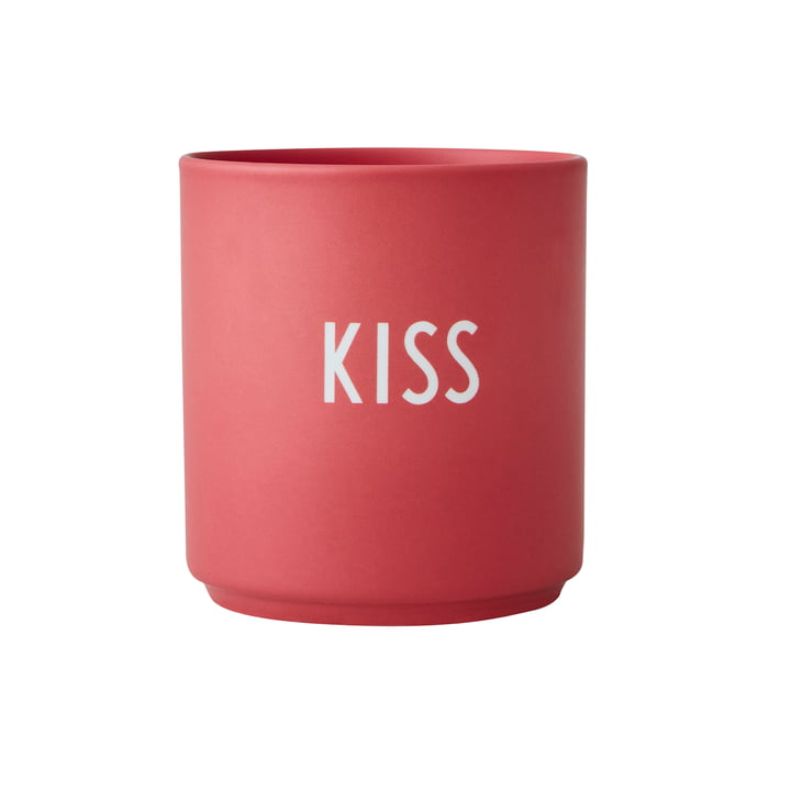 The AJ Favourite porcelain mug from Design Letters , Kiss / red berry