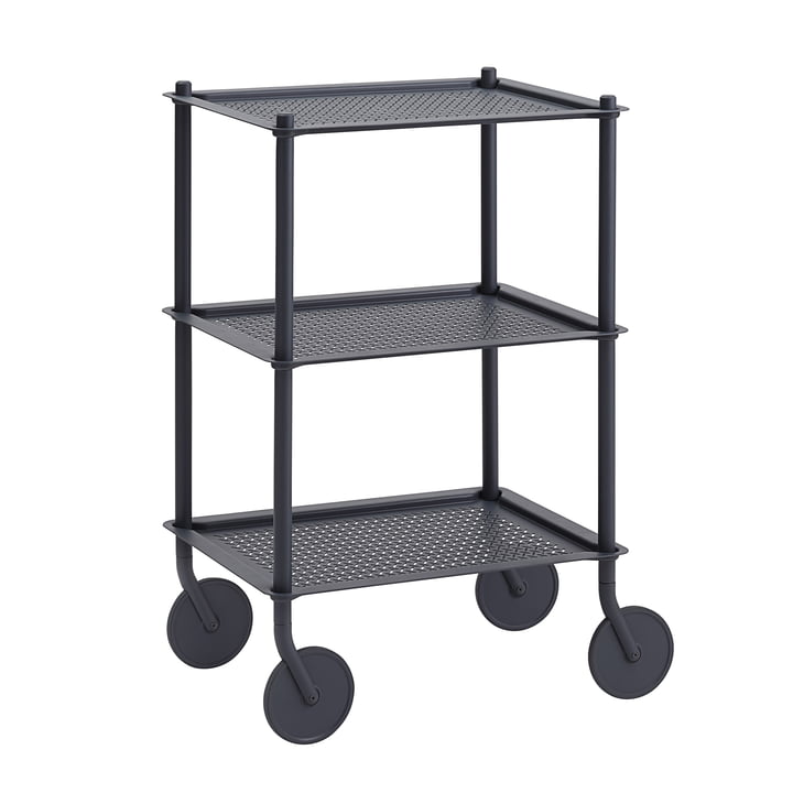 The Flow side trolley from Muuto , 3 shelves, blue-grey