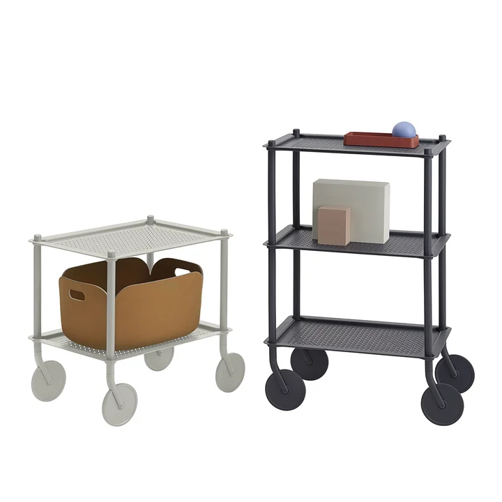 A comparison of the two Flow side trolleys from Muuto
